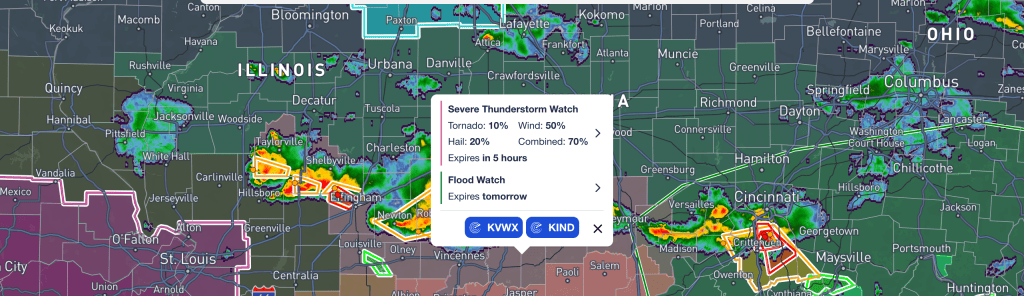 Severe Thunderstorm Watch Issued for IL and IN - The Loogootee Times